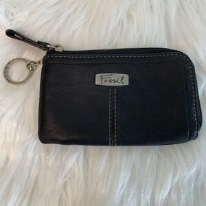 Fossil Black Leather Key & Card Holder